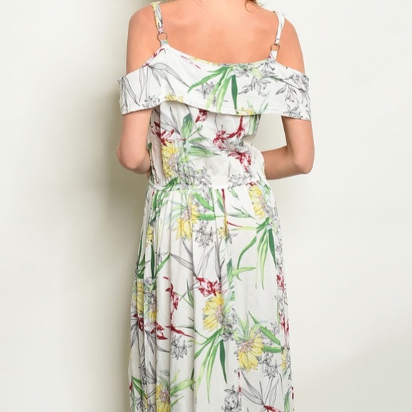 😍GREEN IVORY FLORAL MAXI - DRESS 😍 - Picture 3 of 3